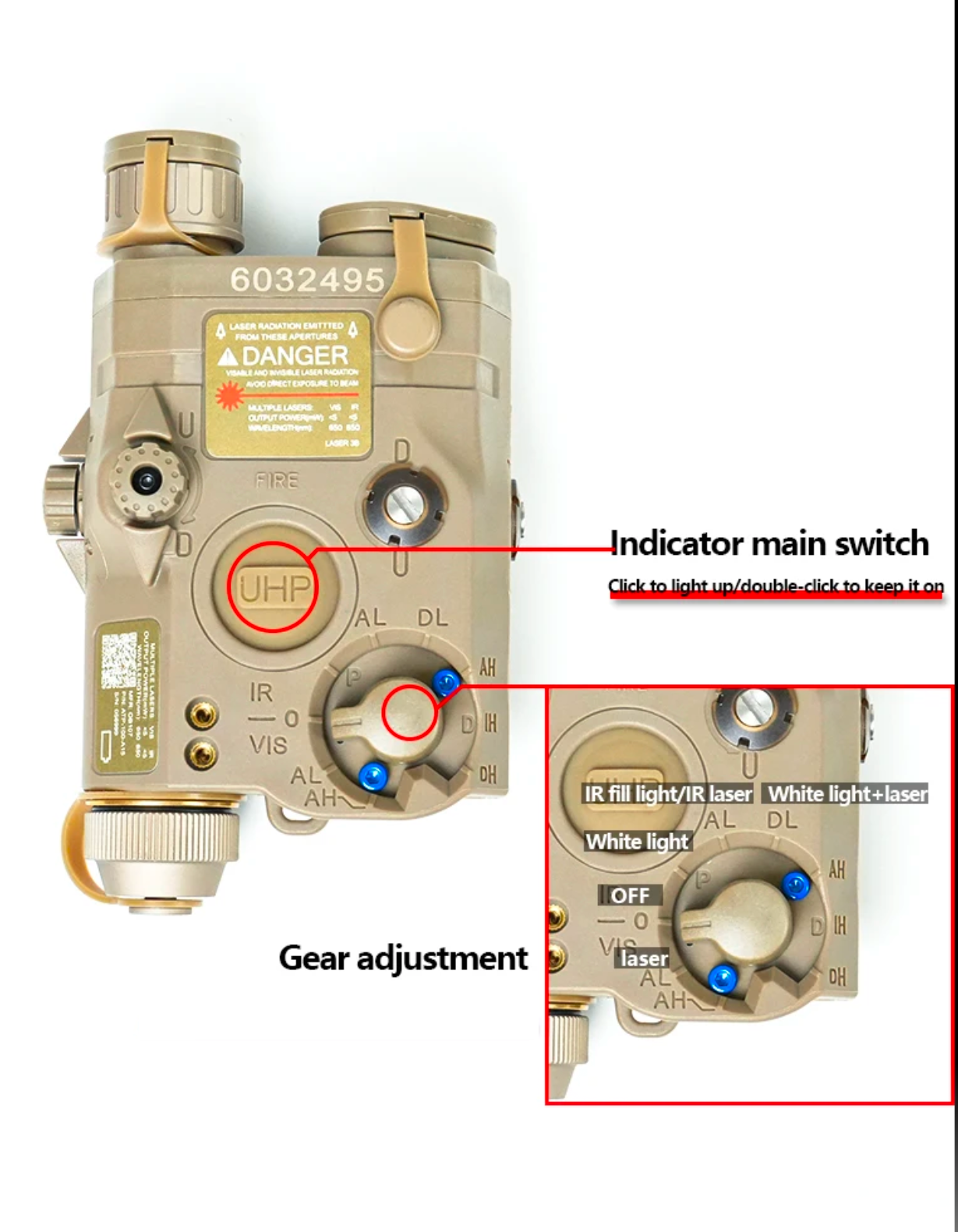 Airsoft Compact combo PEQ 15 DUAL PRESELL with SF Flashlight