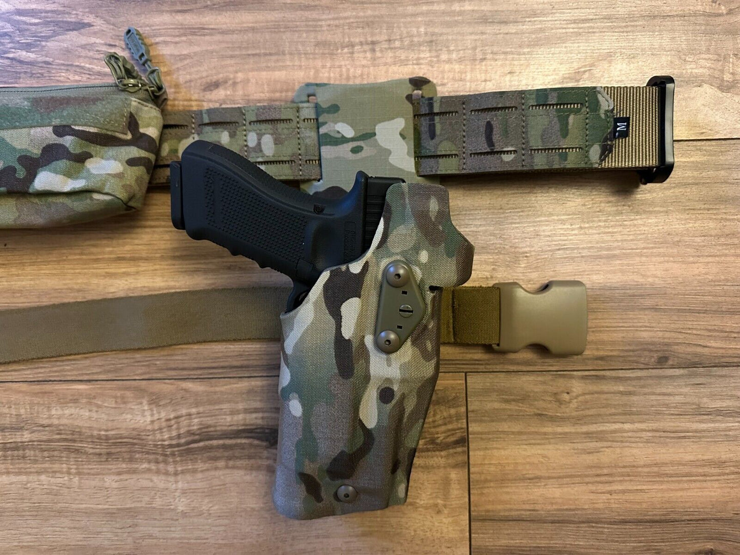 Shooters Belt Multicam + Airsoft Glock 17 holster MOLLE Waist 28-44