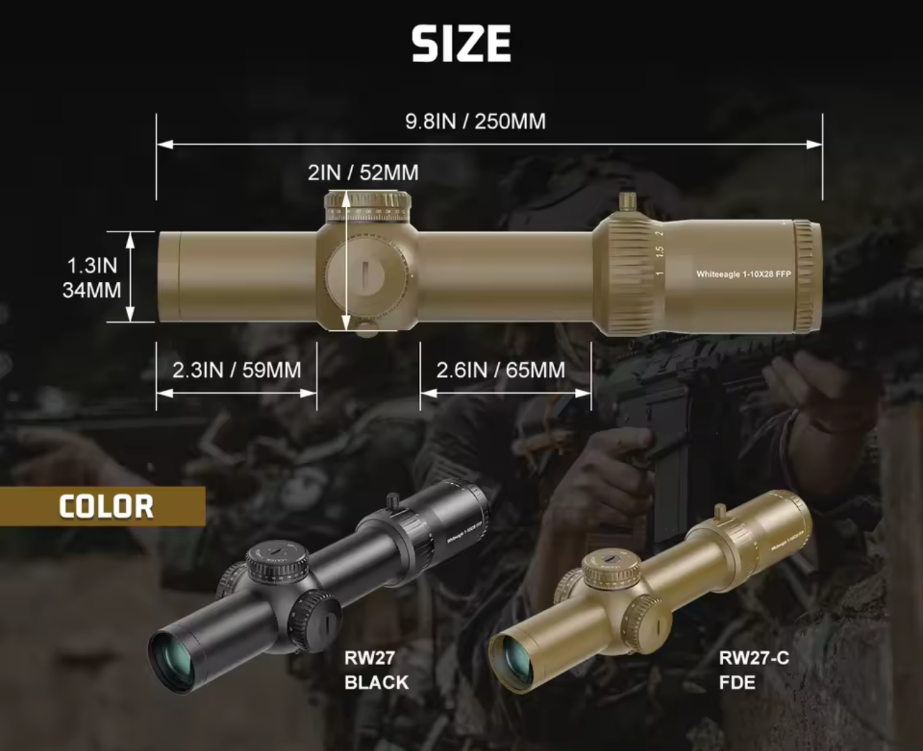 KS1  LPVO Full Dark Earth 1-10x28 Scope 34mm Tube FFP Sight