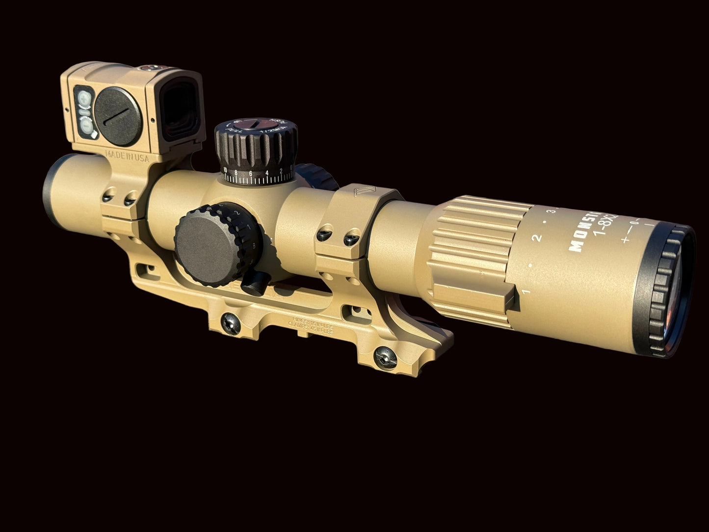 Monstrum Spectre 34mm tube SFP FDE 1-8X28 LPVO with Red Dot