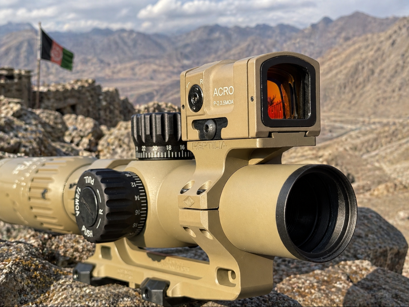 Monstrum Spectre 34mm tube SFP FDE 1-8X28 LPVO with Red Dot