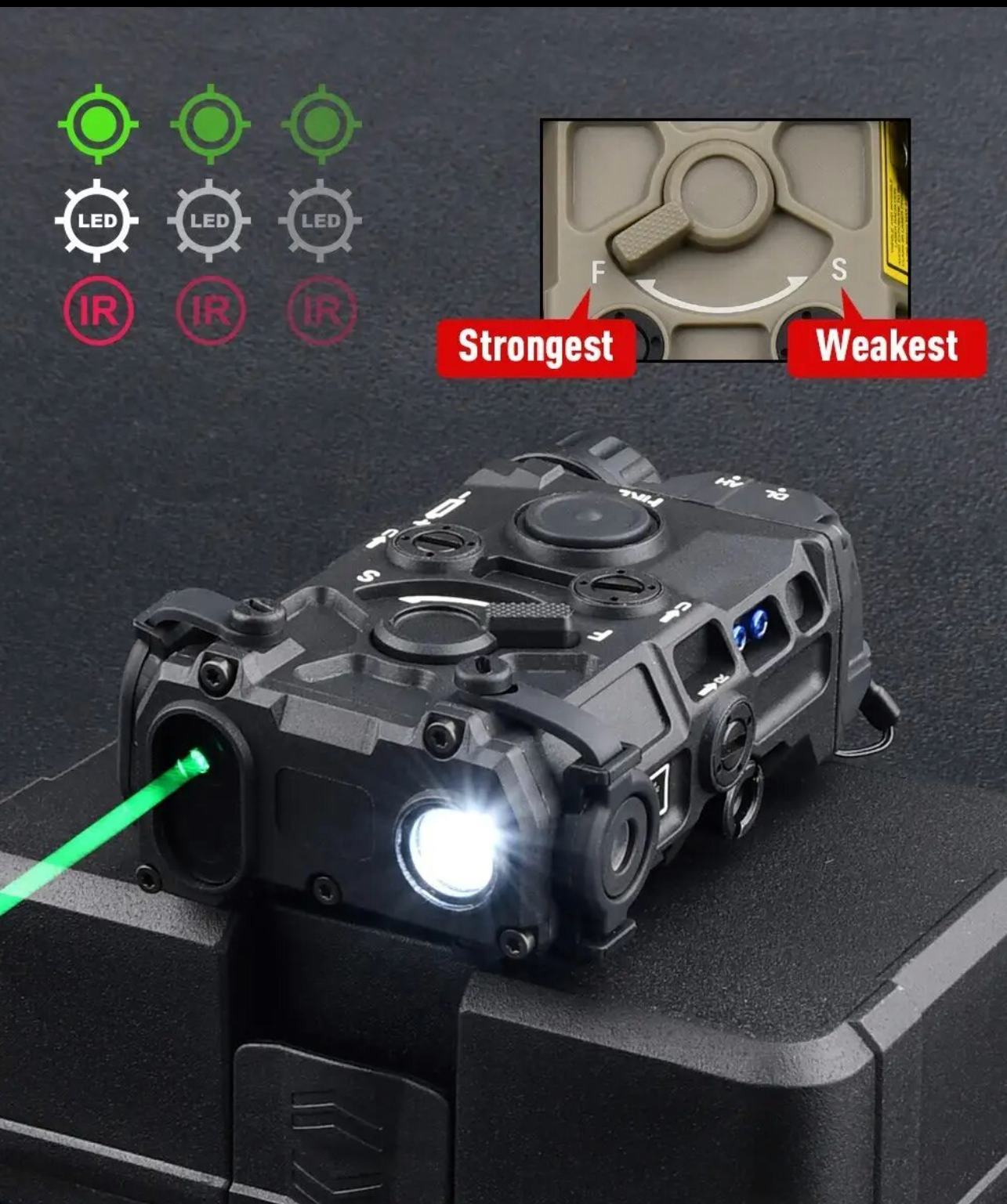 Latest TOY On Gun Laser (OGL) with Red Laser, Infrared Laser & Flashlight and strobing effect