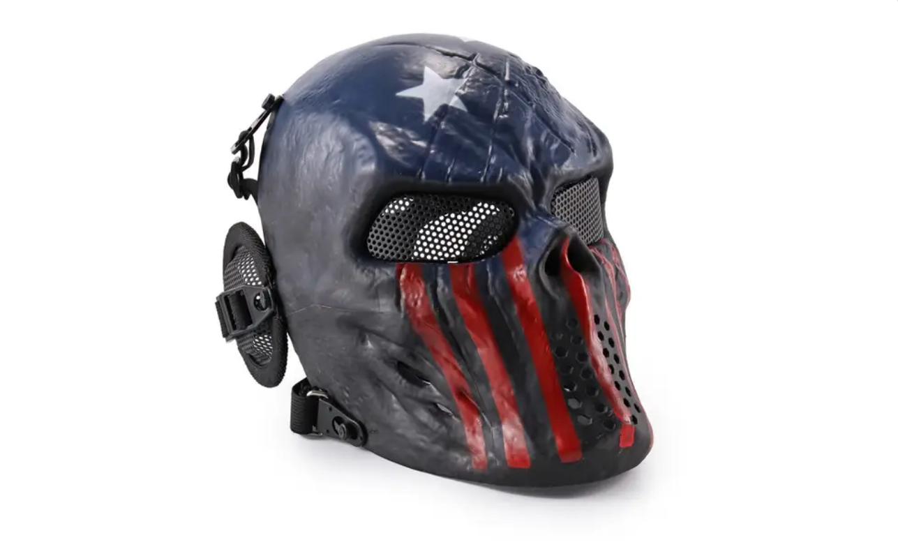 Full Face Airsoft Tactical Skull Mask with Ear Protection