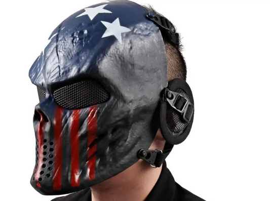 Full Face Airsoft Tactical Skull Mask with Ear Protection