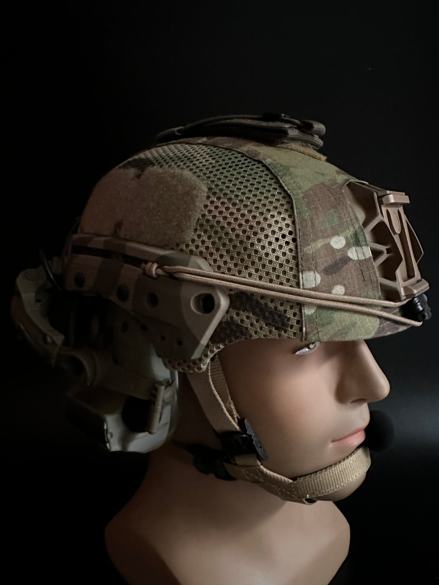 FMA Exfil Helmet airsoft with Functional Multicam Comtac headset