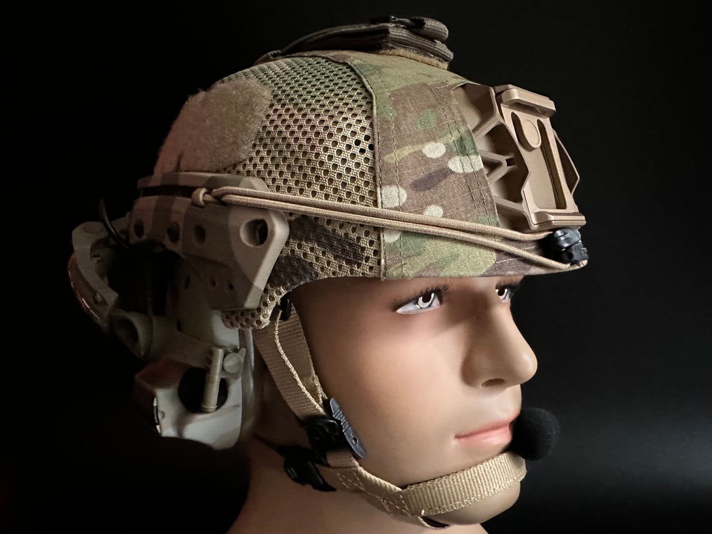 FMA Exfil Helmet airsoft with Functional Multicam Comtac headset